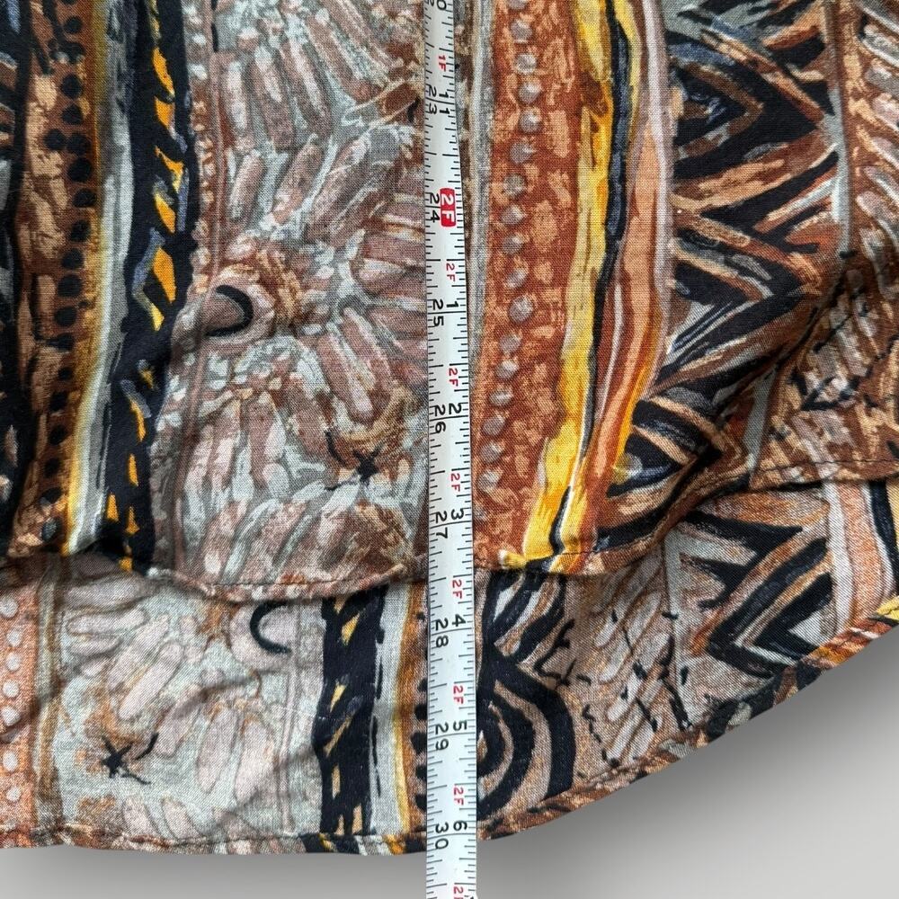Vintage Yashi Yamamuri Italy Abstract Tribal Print Button Up Shirt Womens XL - Picture 9 of 9